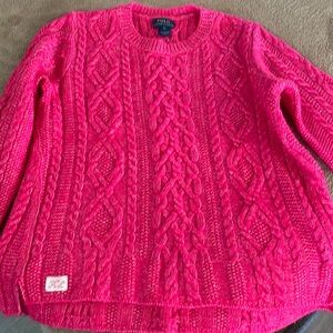 Girls Heather Fuchsia Polo Sweater